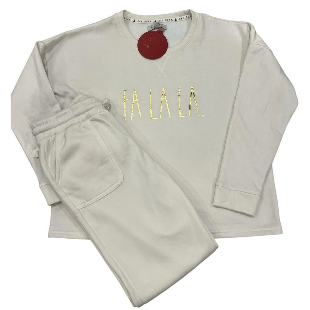 Rae Dunn Cream La La La Christmas Lounge Sweater Set - Picture 3 of 15